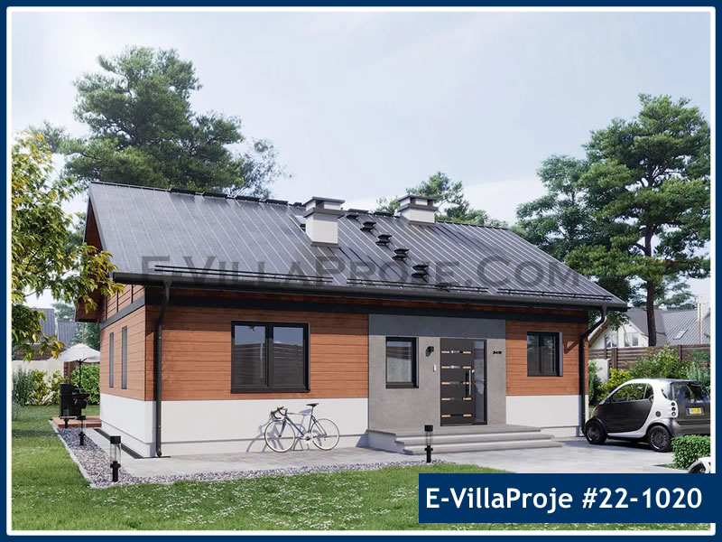 CVL-22-1020 • 100 m² 3+1 Tek Katlı Çelik Villa - Mimari Kat Planı ve Dış Cephe