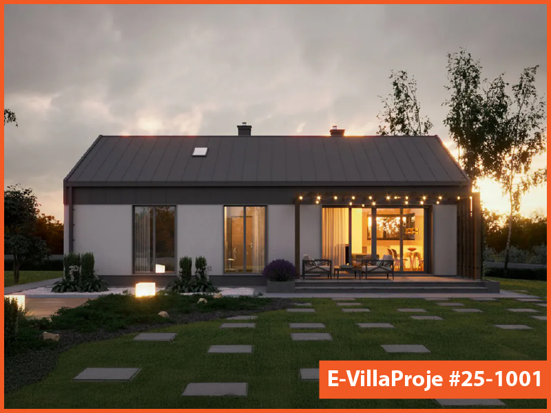 CVL-25-1001 • 103 m² 3+1 Tek Katlı Çelik Villa - Mimari Kat Planı ve Dış Cephe