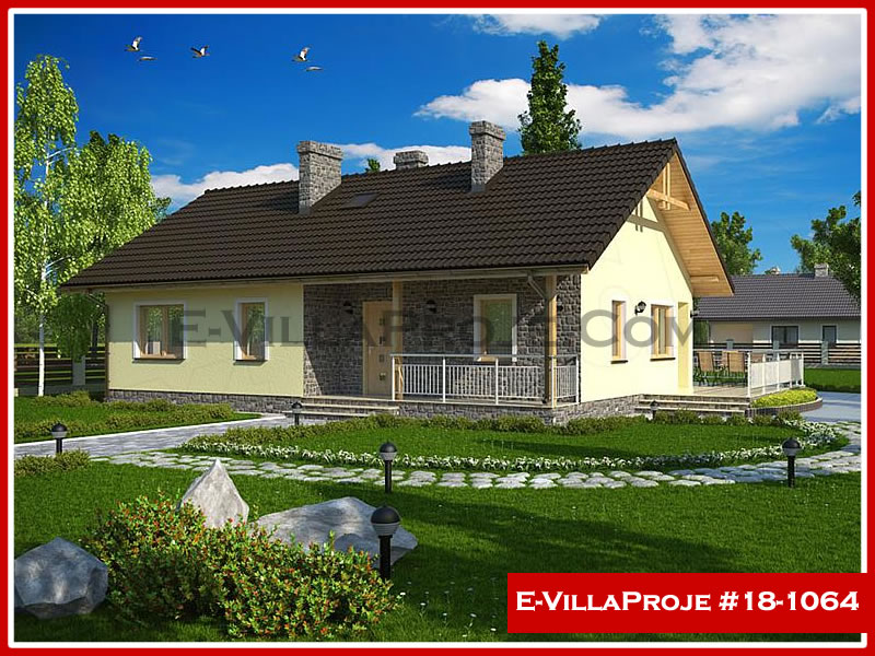 CVL-18-1064 • 109 m² 3+1 Tek Katlı Çelik Villa - Mimari Kat Planı ve Dış Cephe