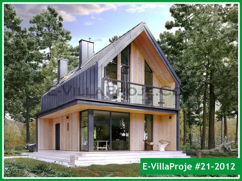 CVL-21-2012 • 112 m² 3+1 Dubleks Çelik Villa - Mimari Kat Planı ve Dış Cephe