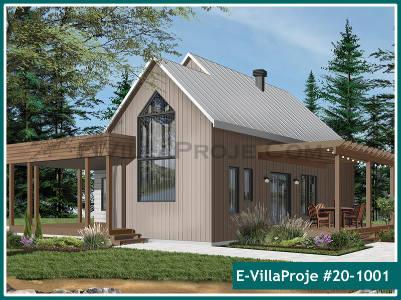CVL-20-1001 • 112 m² 3+1 Tek Katlı Çelik Villa - Mimari Kat Planı ve Dış Cephe