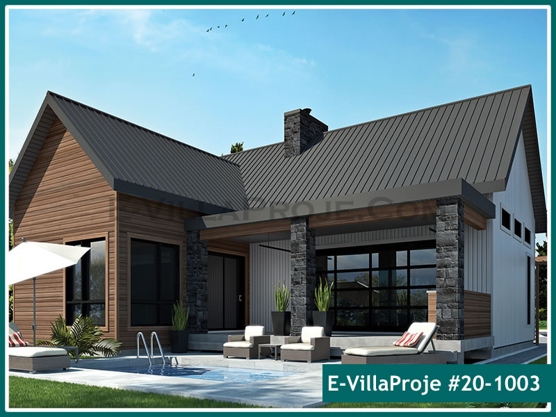 CVL-20-1003 • 113 m² 3+1 Tek Katlı Çelik Villa - Mimari Kat Planı ve Dış Cephe