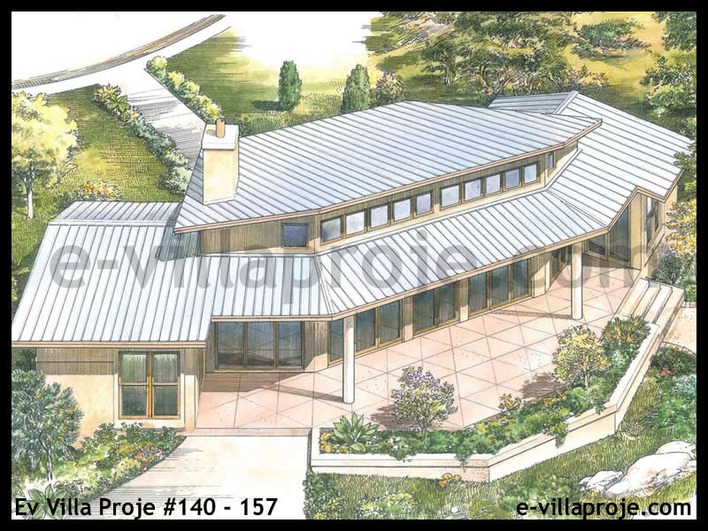 CVL-140-157 • 115 m² 3+1 Tek Katlı Çelik Villa - Mimari Kat Planı ve Dış Cephe