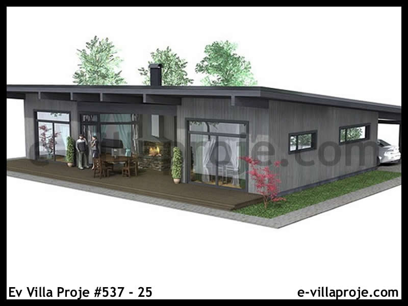 CVL-537-25 • 119 m² 3+1 Tek Katlı Çelik Villa - Mimari Kat Planı ve Dış Cephe
