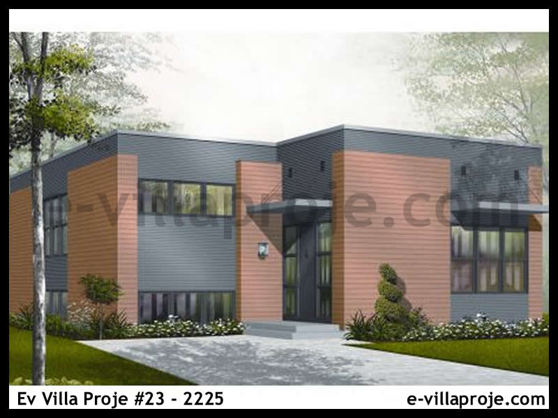CVL-23-2225 • 124 m² 3+1 Tek Katlı Çelik Villa - Mimari Kat Planı ve Dış Cephe