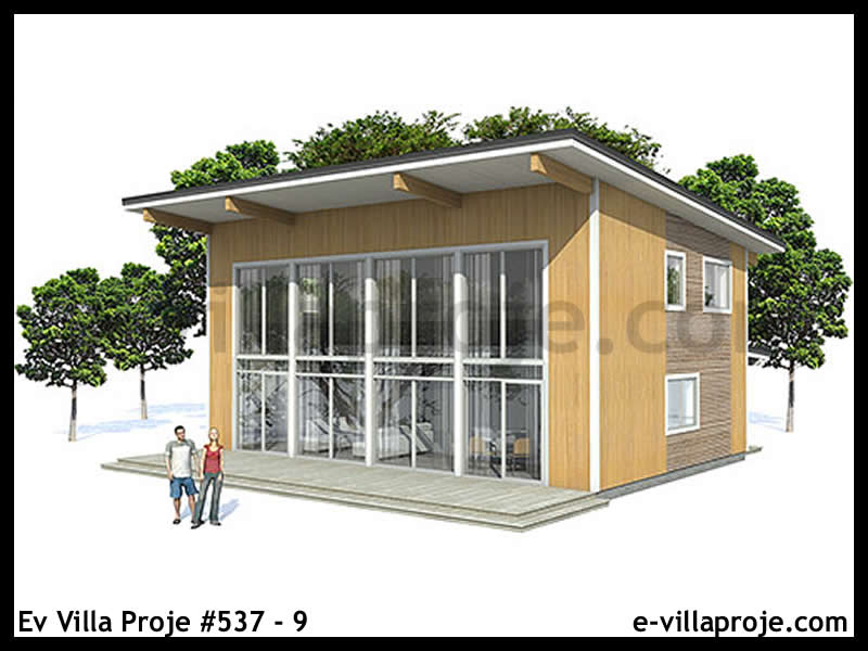 CVL-537-9 • 134 m² 3+1 Dubleks Çelik Villa - Mimari Kat Planı ve Dış Cephe