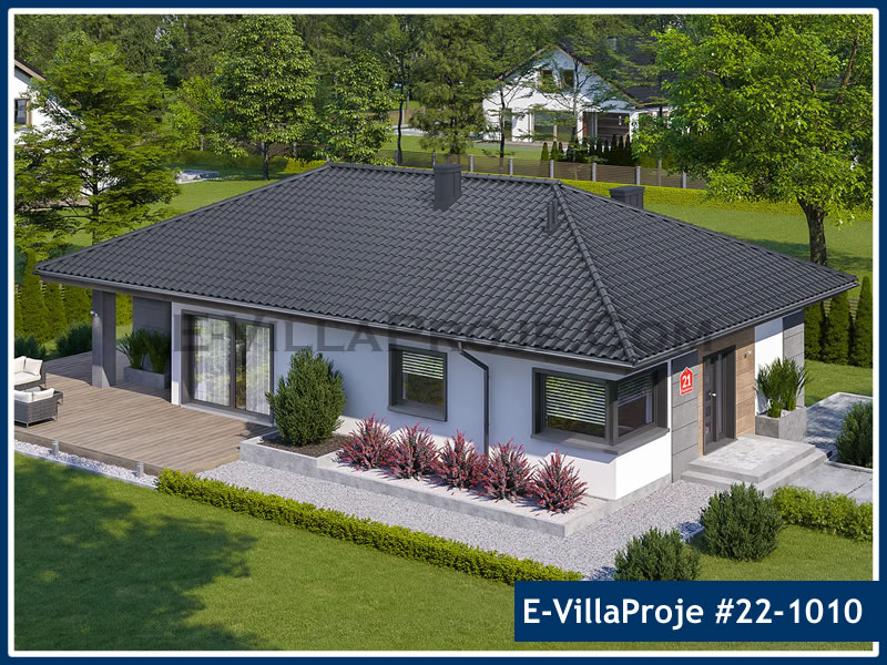 CVL-22-1010 • 135 m² 3+1 Tek Katlı Çelik Villa - Mimari Kat Planı ve Dış Cephe