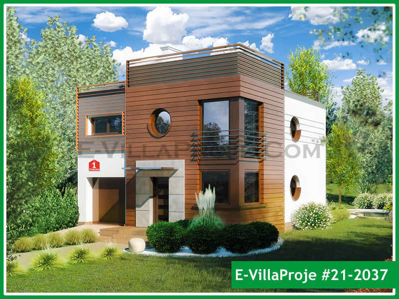 CVL-21-2037 • 150 m² 4+1 Dubleks Çelik Villa - Mimari Kat Planı ve Dış Cephe