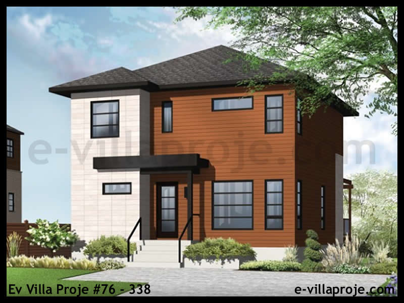 CVL-76-338 • 152 m² 4+1 Dubleks Çelik Villa - Mimari Dış Cephe ve Kat Planı