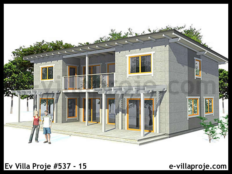 CVL-537-15 • 174 m² 4+1 Dubleks Çelik Villa - Mimari Kat Planı ve Dış Cephe