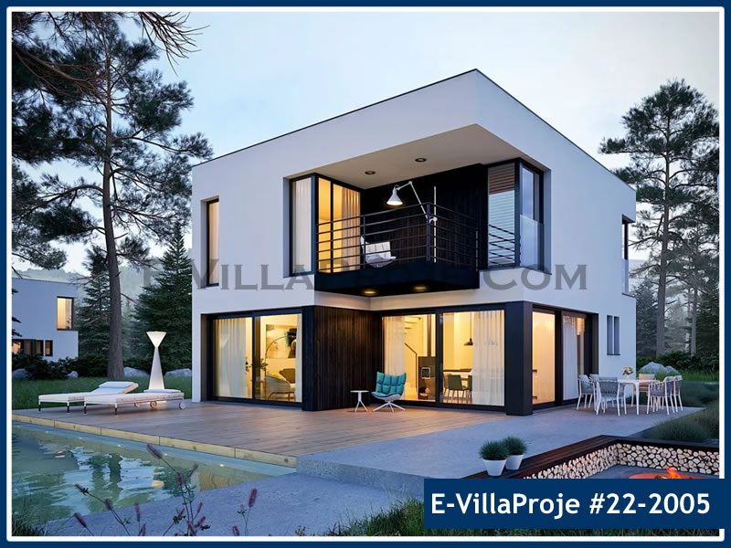CVL-22-2005 • 183 m² 5+1 Dubleks Çelik Villa - Mimari Kat Planı ve Dış Cephe