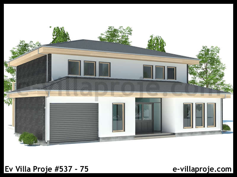 CVL-537-75 • 191 m² 5+1 Dubleks Çelik Villa - Mimari Kat Planı ve Dış Cephe