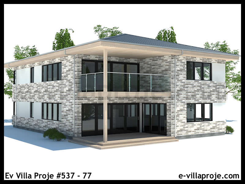 CVL-537-77 • 212 m² 5+1 Dubleks Çelik Villa - Mimari Kat Planı ve Dış Cephe