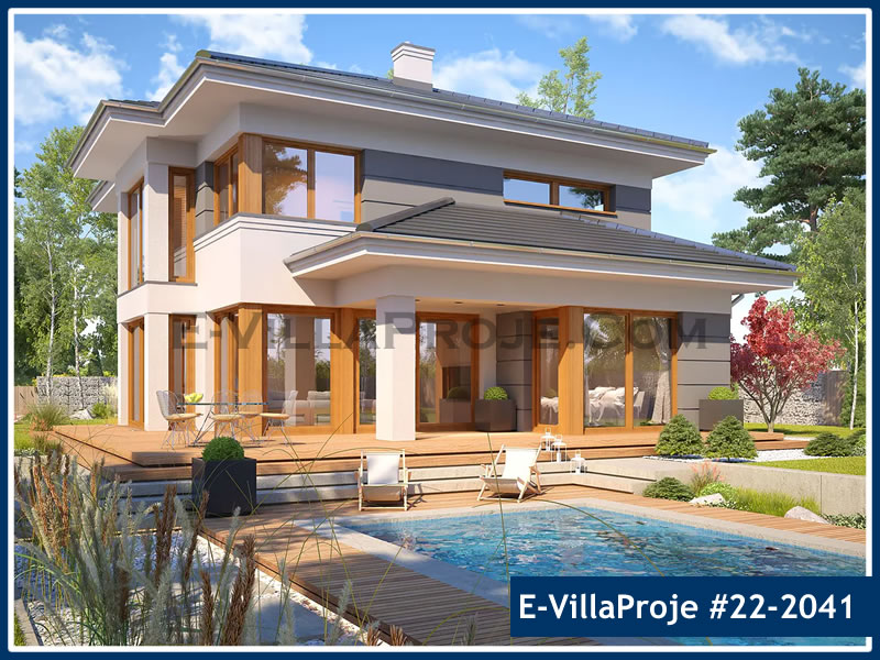 CVL-22-2041 • 218 m² 5+1 Dubleks Çelik Villa - Mimari Kat Planı ve Dış Cephe