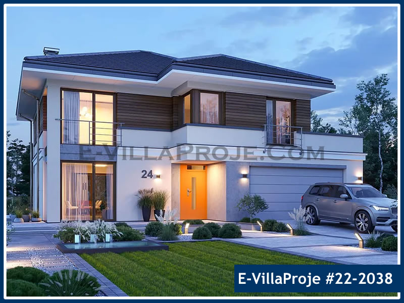 CVL-22-2038 • 222 m² 5+1 Dubleks Çelik Villa - Mimari Kat Planı ve Dış Cephe