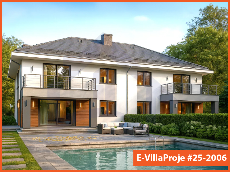 CVL-25-2006 • 229 m² 5+1 Dubleks Çelik Villa - Mimari Kat Planı ve Dış Cephe