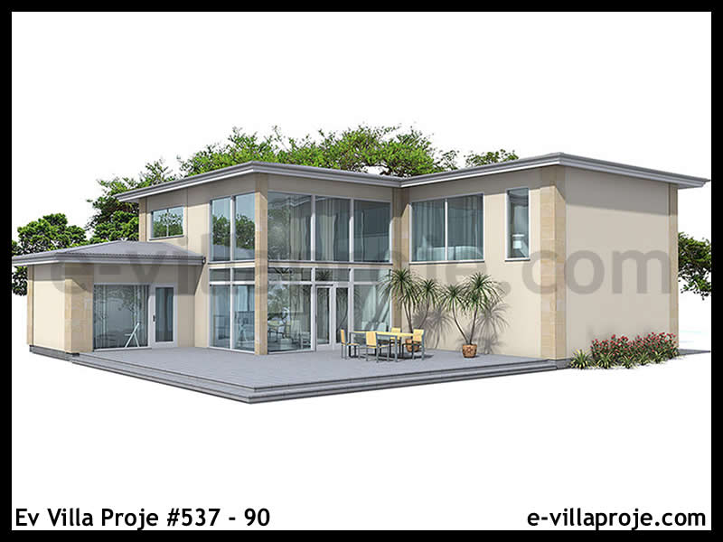 CVL-537-90 • 250 m² 5+1 Dubleks Çelik Villa - Mimari Kat Planı ve Dış Cephe