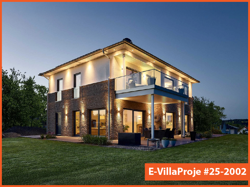 CVL-25-2002 • 254 m² 5+1 Dubleks Çelik Villa - Mimari Kat Planı ve Dış Cephe