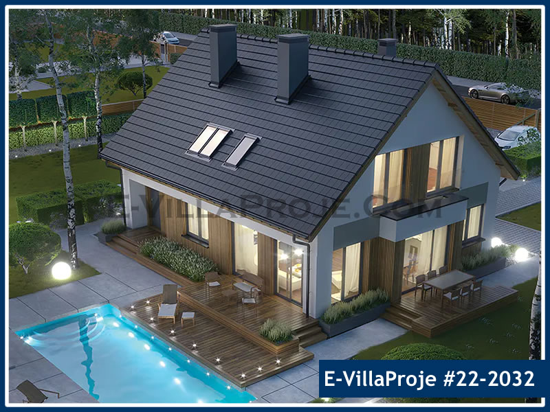 CVL-22-2032 • 263 m² 5+1 Dubleks Çelik Villa - Mimari Kat Planı ve Dış Cephe