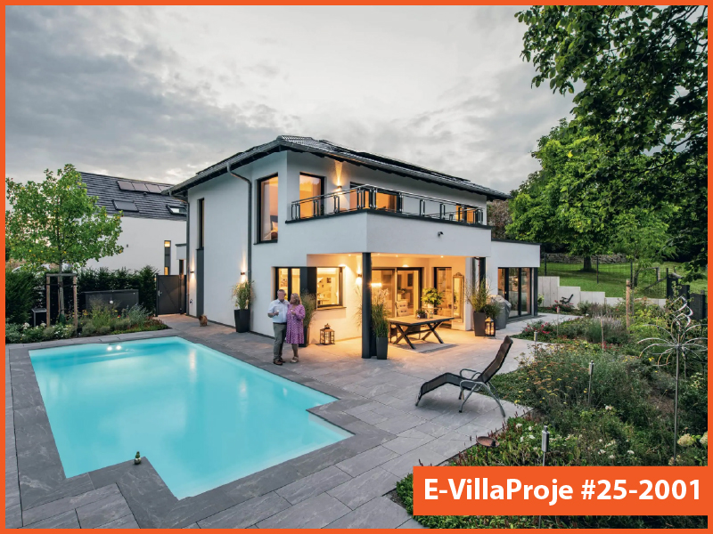 CVL-25-2001 • 298 m² 5+1 Dubleks Çelik Villa - Mimari Kat Planı ve Dış Cephe