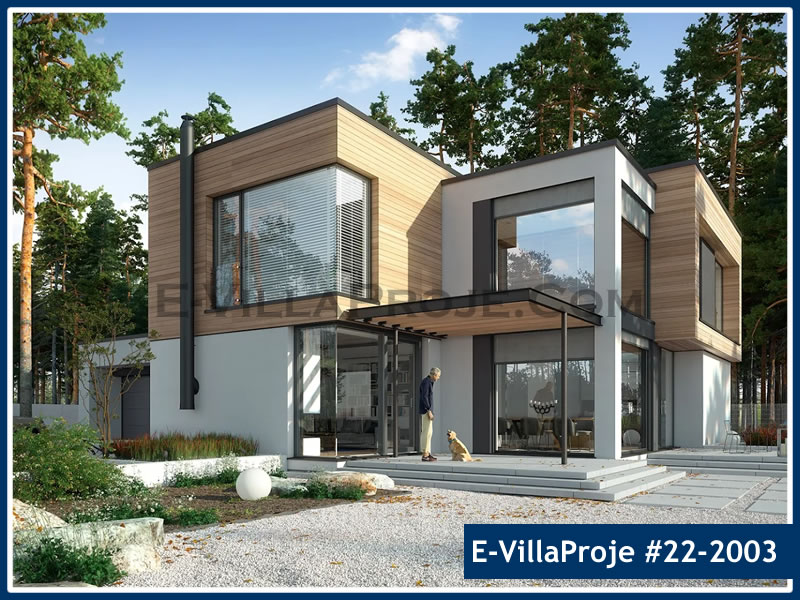CVL-22-2003 • 318 m² 5+1 Dubleks Çelik Villa - Mimari Kat Planı ve Dış Cephe