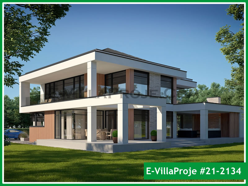 CVL-21-2134 • 322 m² 5+1 Dubleks Çelik Villa - Mimari Kat Planı ve Dış Cephe