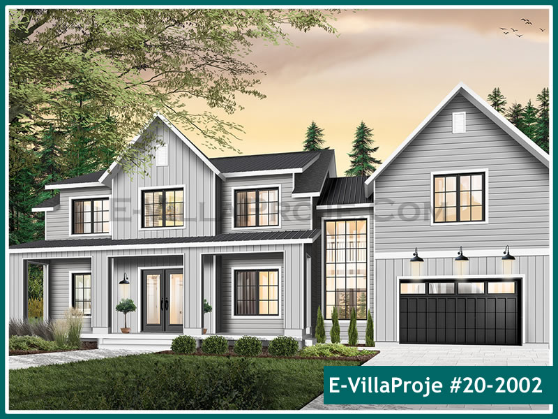 CVL-20-2002 • 340 m² 5+1 Dubleks Çelik Villa - Mimari Dış Cephe ve Kat Planı