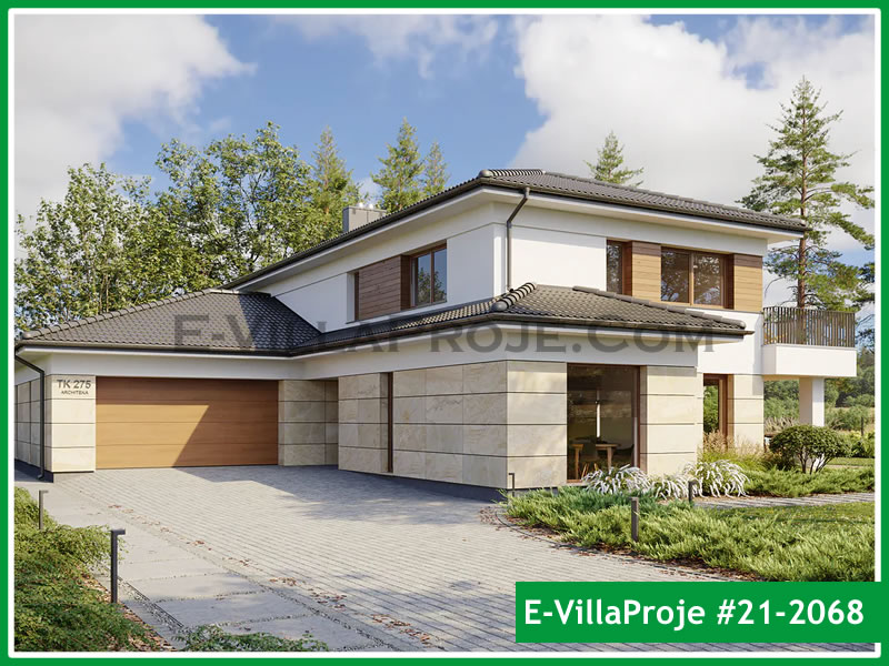 CVL-21-2068 • 382 m² 5+1 Dubleks Çelik Villa - Mimari Kat Planı ve Dış Cephe