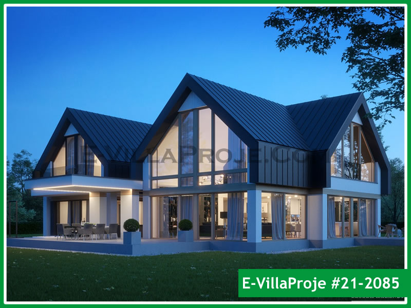 CVL-21-2085 • 473 m² 5+1 Dubleks Çelik Villa - Mimari Kat Planı ve Dış Cephe