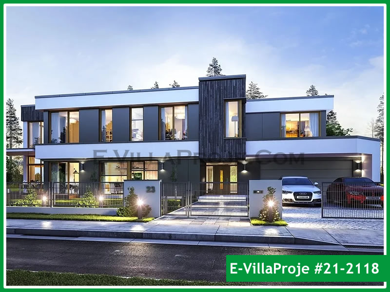 CVL-21-2118 • 480 m² 5+1 Dubleks Çelik Villa - Mimari Kat Planı ve Dış Cephe
