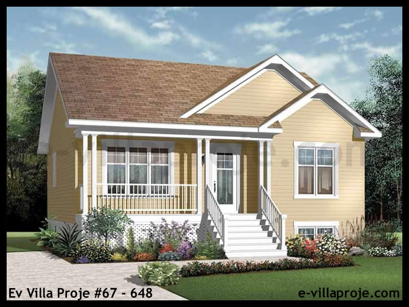 CVL-67-648 • 82 m² 2+1 Tek Katlı Çelik Villa - Mimari Kat Planı ve Dış Cephe