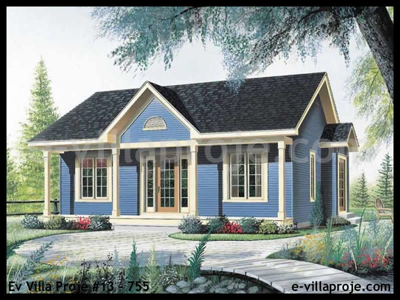 CVL-13-755 • 82 m² 2+1 Tek Katlı Çelik Villa - Mimari Kat Planı ve Dış Cephe
