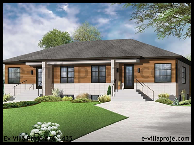 CVL-76-435 • 83 m² 2+1 Tek Katlı Çelik Villa - Mimari Kat Planı ve Dış Cephe