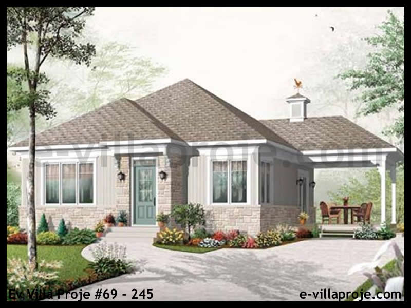 CVL-69-245 • 90 m² 2+1 Tek Katlı Çelik Villa - Mimari Dış Cephe ve Kat Planı